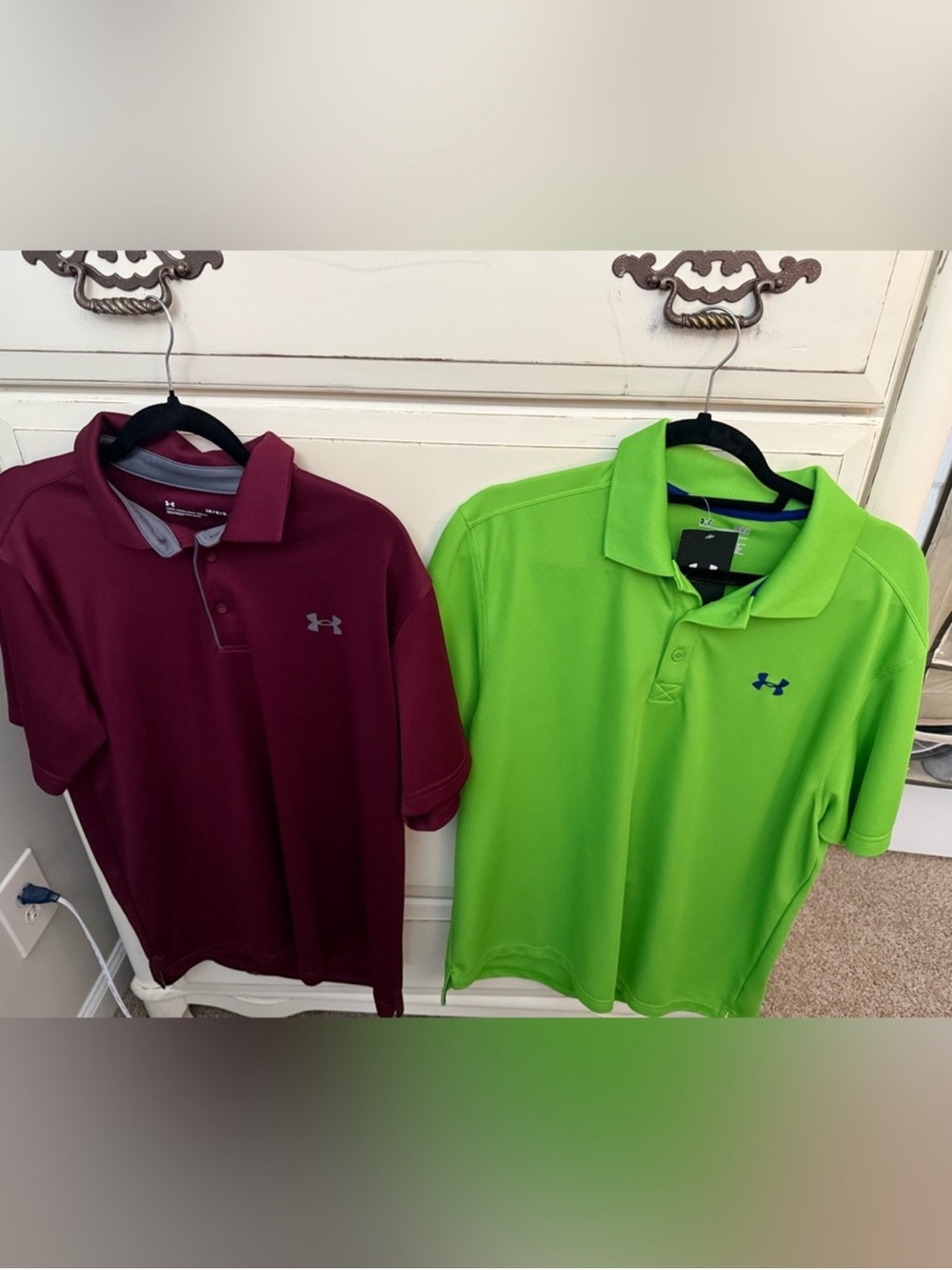 Under Armour men’s Polo Shirts - Maroon & Lime Green large